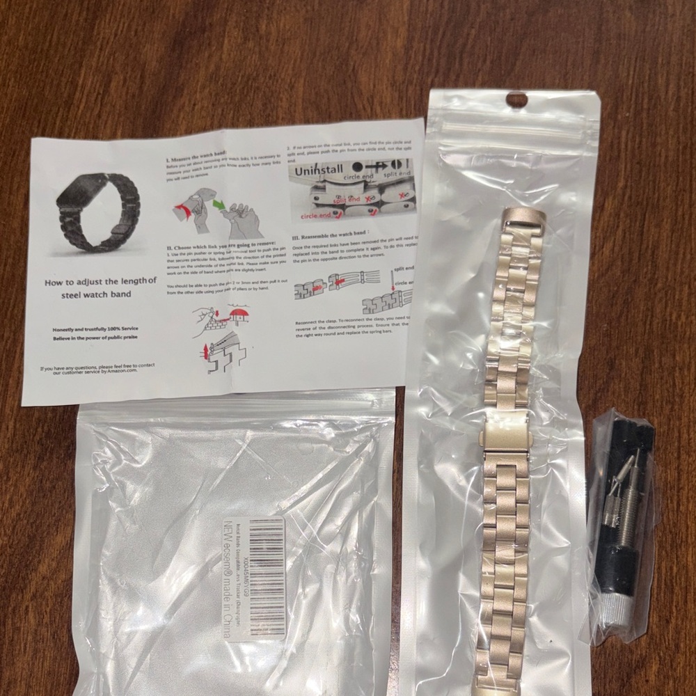 Fitbit inspire 3 Stainless Steel Metal Champagne Watch Band, Adjustable